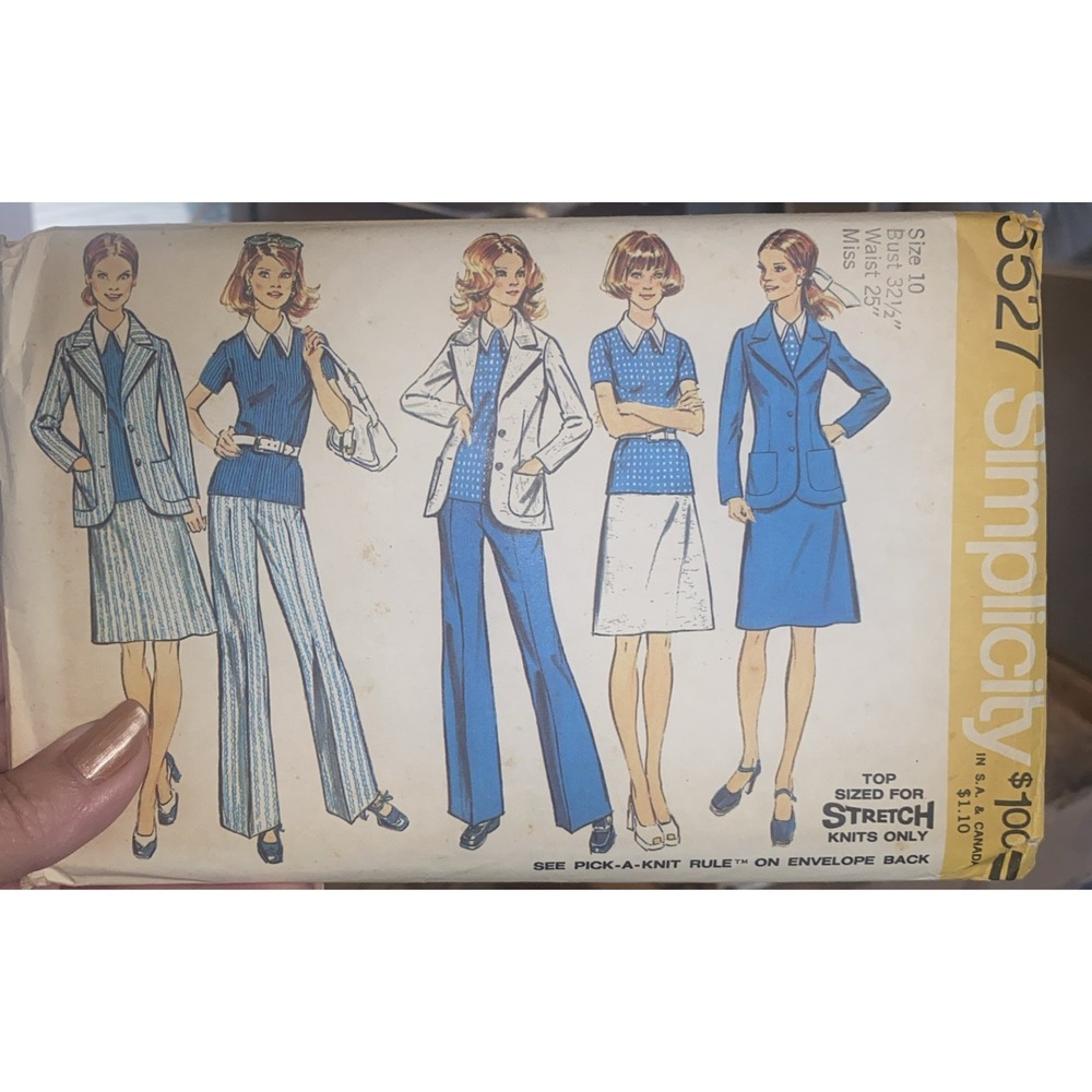 1970's VTG Simplicity Misses' Jacket,Top,Skirt,Pants Pattern 5527 Size 10 UNCUT